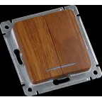 MASTER Выключатель двухклавишный с индикацией, скрытой установки, в рамку, дуб