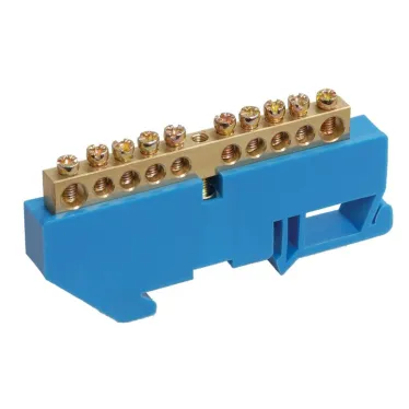 Шина ''N'' нулевая с синим изолятором на DIN-рейку 6x9 мм стойка бол. 10 групп, REXANT