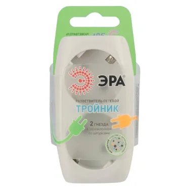 Тройник 2гн, с заземл, со шторками (сл. кость) (10/60/1440) SP-2e-I