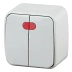 Выключатель двойной с подсветкой, 10A-250В, ОУ, Polo, белый,3-105-01