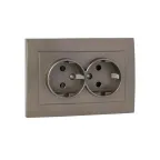 Валенсия лицевая панель розетки 2-местной с/з 16А графит с защ. штор.