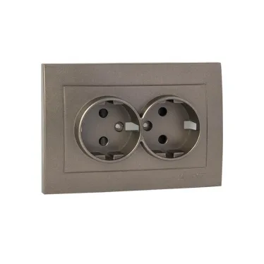 Валенсия лицевая панель розетки 2-местной с/з 16А графит с защ. штор.