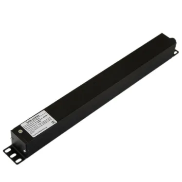 Блок розеток для 19' шкафов. горизонтальный. 9 розеток Schuko. без кабеля питания. клеммная колодка 16A. 250В. 482.6x44.4x44.4мм (ШхГхВ). корпус алюминий. черный