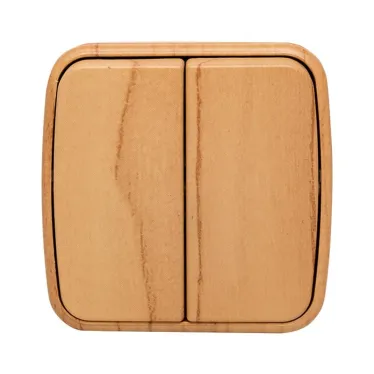 Выключатель двухклавишный ОП Минск 10А светлое дерево