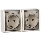 15 Aqua Розетка двойная 2Р+Е Schuko с крышками полупр. IP54 16А 250В винтовой зажим S15A сл. кость