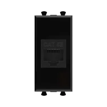 Avanti Компьютерная розетка RJ-45 без шторки модульная кат.5е Черный квадрат 1 модуль