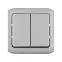 Quteo Переключатель двухклавишный наружный IP44 серый 10А