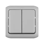Quteo Переключатель двухклавишный наружный IP44 серый 10А