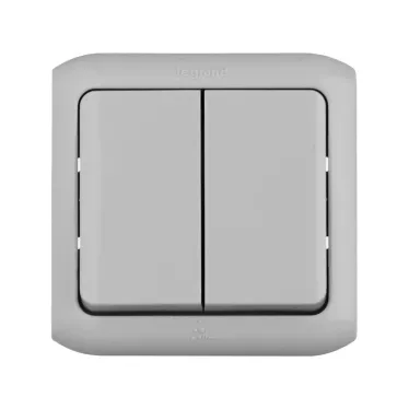 Quteo Переключатель двухклавишный наружный IP44 серый 10А
