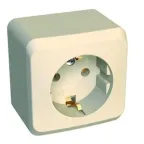 ЭТЮД Розетка наружная с заземлением без шторок бежевая