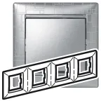 VALENA Рамка 4 поста горизонтальная алюминий модерн