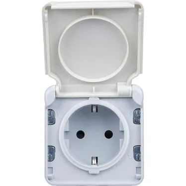 Plexo Розетка с заземлением IP55 белая в рамку