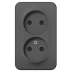 Розетка BLANCA наружная двойная, без заземления, со шторками, с изолирующей пластиной, 16А, 250В, антрацит
