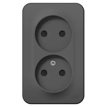 Розетка BLANCA наружная двойная, без заземления, со шторками, с изолирующей пластиной, 16А, 250В, антрацит
