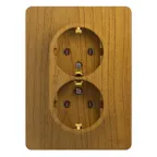 GLOSSA Розетка двойная с заземлением в сборе дуб