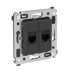 Avanti Компьютерная розетка RJ-45 без шторки в стену кат.5е двойная Черный матовый