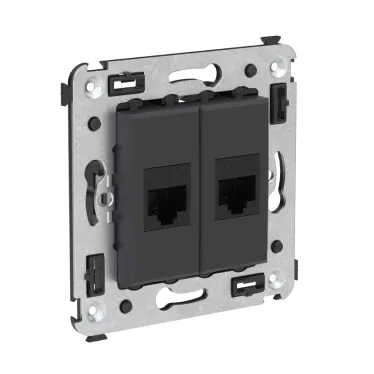 Avanti Компьютерная розетка RJ-45 без шторки в стену кат.5е двойная Черный матовый