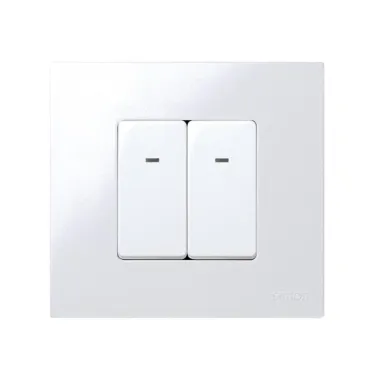 Выключатель двухполюсный с контрольной подсветкой узкий, 16А 250В, S27, белый