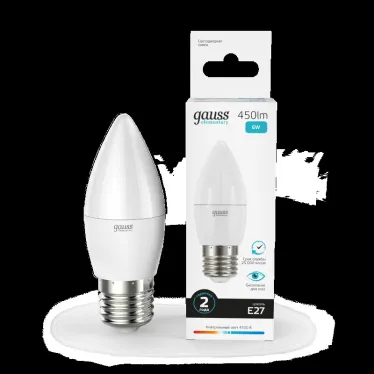 Лампа светодиодная LED 6 Вт 450 лм 4100К свеча нейтральный E27 AC 220В Elementary Gauss