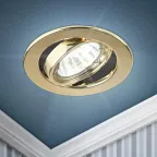 Светильник штампованный поворотный MR16,12V/220V, 50W золото ST2A GD