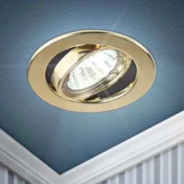 Светильник штампованный поворотный MR16,12V/220V, 50W золото ST2A GD