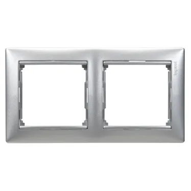 VALENA Рамка 2 поста горизонтальная алюминий