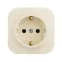 Quteo Розетка с заземлением без шторок наружная бежевая