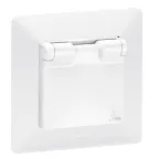 Valena LIFE IP44 Розетка силовая 2К+З со шторками с крышкой белая