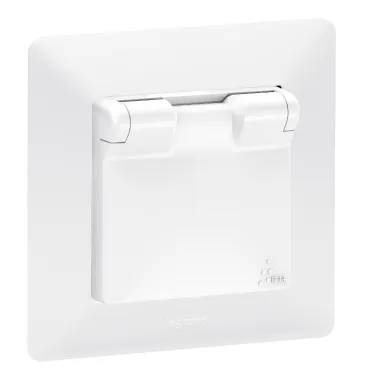 Valena LIFE IP44 Розетка силовая 2К+З со шторками с крышкой белая