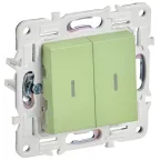 SKANDY Выключатель 2-клавишный проходной с индикацией 10А SK-V10G мятный IEK