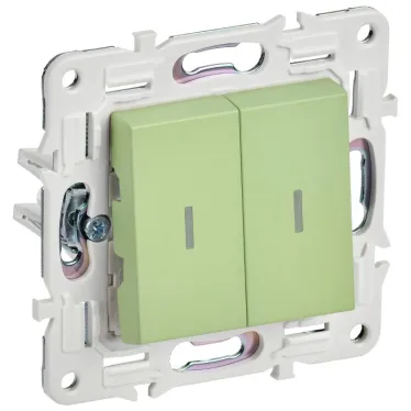SKANDY Выключатель 2-клавишный проходной с индикацией 10А SK-V10G мятный IEK