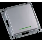 Выключатель одноклавишный, с индикацией, скрытой установки, в рамку, серебро