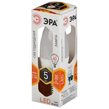 Лампа светодиодная LED B35-5W-827-E14 (диод, свеча, 5Вт, тепл, E14 (10/100/3500)