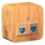 Розетка BLANCA наружная двойная компьютерная RJ45, кат.5e, с изолирующей пластиной, ясень