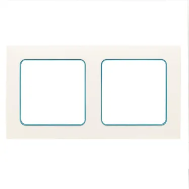 Стокгольм Рамка 2-местная белая с линией цвета синий