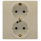 ETIKA Розетка двойная с заземлением без шторок слоновая кость