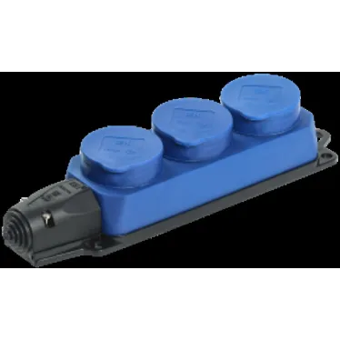 РБ33-1-0м Розетка трехместная ОМЕГА IP44 синяя