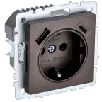 BRITE Розетка с заземлением с защитными шторками 16А с USB A+C 18Вт РЮш11-1-БрТБ бронза