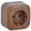 GLORY Розетка одноместная наружная с заземлением дуб