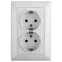 Розетка 2X2P+E Schuko, 16А-250В, СУ, Solo, белый, 4-205-01