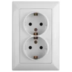 Розетка 2X2P+E Schuko, 16А-250В, СУ, Solo, белый, 4-205-01