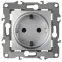 Розетка 2P+E Schuko, 16A-250В, Эра12, алюминий, 12-2101-03