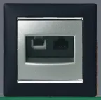 VALENA Розетка телефонная+компьютерная R11+RJ45 категория 6 UTP алюминий