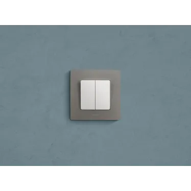 ETIKA Выключатель двухклавишный белый на безвинтовые зажимы 10АХ