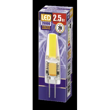 Лампа светодиодная LED 2.5вт G4 12B 200Lm теплый белый COB