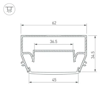 Профиль STRETCH-S-50-CEIL-CENTER-2000 (GAммA50) (Алюминий)