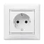 VALENA Розетка с заземлением со шторками в рамку белая