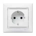 VALENA Розетка с заземлением со шторками в рамку белая
