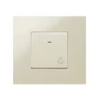 Кнопка клавишная свет с подсветкой, 10А 250В, S27 слоновая кость