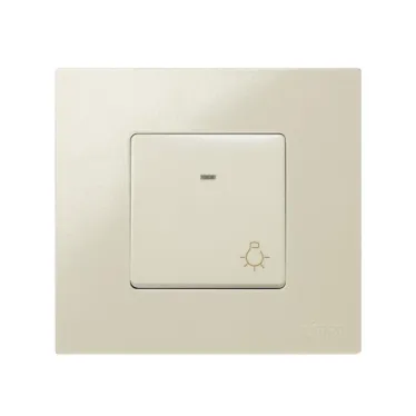 Кнопка клавишная свет с подсветкой, 10А 250В, S27 слоновая кость